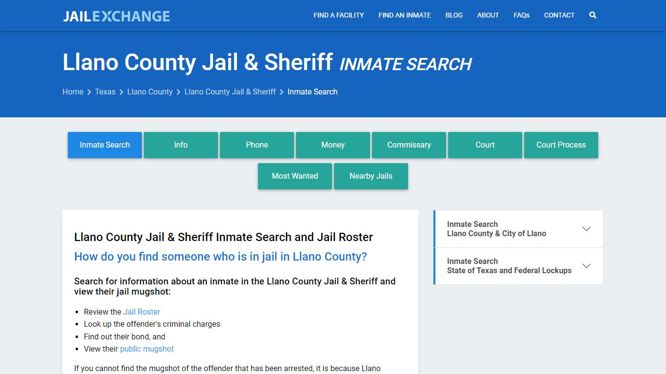 Inmate Search: Roster & Mugshots - Llano County Jail & Sheriff, TX