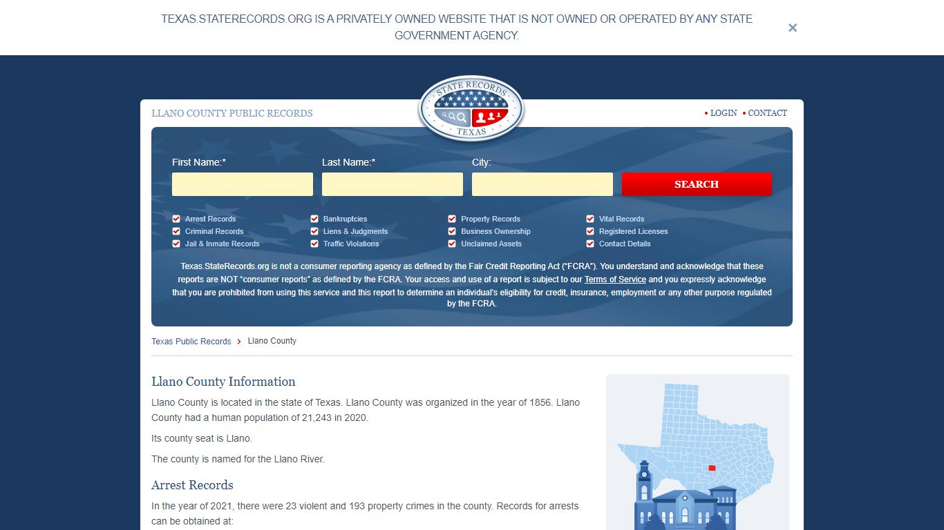 Court, Public, and Arrest records for Llano County | StateRecords.org