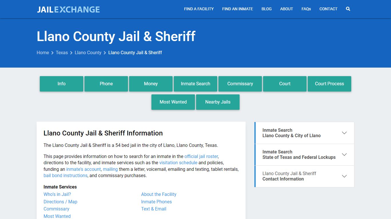 Llano County Jail & Sheriff, TX Inmate Search, Information